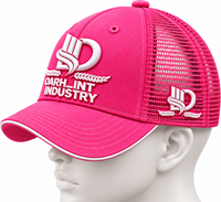 Casquette Snapback 5 Panneaux en Maille Rose OARH_INT INDUSTRY MC-1281, Polyester/Coton, Logo en Caoutchouc en Relief sur le Devant, Décontractée, Unisexe, Ajustement Réglable