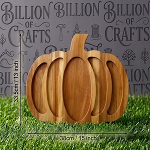 Plateau de service en bois sculpté en forme de citrouille, plat divisé pour desserts et apéritifs d'Halloween, idéal pour les fêtes - Product Image 6