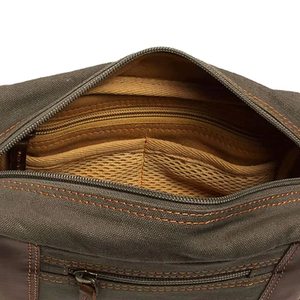 Vintage Letter Pattern Polyester Shave Kit Toiletry Bag with Zipper Closure Large Capacity Water Resistant Brown/Green Stitching - Product Image 6