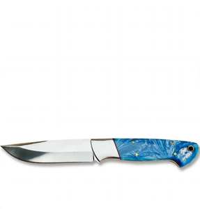Couteau utilitaire à lame fixe en acier inoxydable, fabriqué à la main, manche en résine bleue personnalisé, finition miroir, EDC - Product Image 2