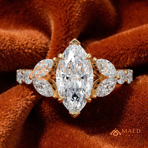 <b>Custom</b> 14K 18K Real Gold Marquise Shape Diamond <b>Ring</b> Multi-Stone Lab Grown Diamond Engagement <b>Ring</b> Unique Botanical Bridal <b>ring</b> - Product Image 1