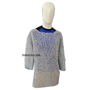 Camisa de malla de aluminio hecha a mano, de media manga, con anillos remachados redondos, armadura de Hauberk, disfraz de caballero medieval para recreación histórica - Product Image 1