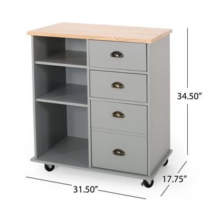Carrello da Cucina Grande con Piano di Lavoro, Tavolo Laterale e Cassetti, su Ruote, per Sala da Pranzo e Cucina - Product Image 4