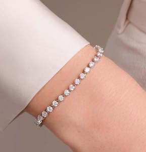 Pulsera de tenis de moissanita de corte redondo de lujo, estilo hip hop, con incrustaciones de diamantes VVS, cadena de oro brillante, regalo - Product Image 2