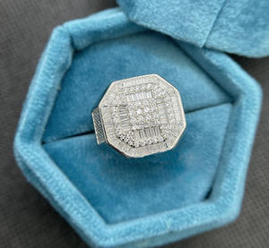 <b>Mens</b> Iced Out Moissanite Diamond Rhodium Plated Sterling <b>Silver</b> Baguette Cut Hip Hop Engagement <b>Ring</b> Luxury Wedding Band Gift - Product Image 4