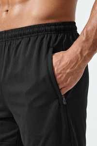 Men's Quick Dry Bermuda Shorts Solid Black <b>Elastic</b> Waist Casual Workout Shorts with Pockets - Product Image 3