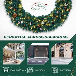 Guirnalda Navideña Preiluminada de 72 Pulgadas con 300 Luces Blancas Cálidas y 1200 Puntas de PVC, Guirnalda Artificial Iluminada para Adornos DIY - Product Image 4