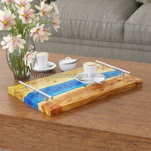 Haute qualité en gros nouvelle conception rectangulaire rustique grande résine époxy bois d'olivier plateau de service planche à découper - Product Image 2