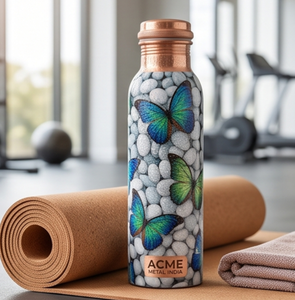 Trendy Customized Butterfly Design Printed Copper <b>Bottle</b> Perfect <b>Blend</b> Of Art Wellness For Daily Hydration Travel Yoga Office - Product Image 3