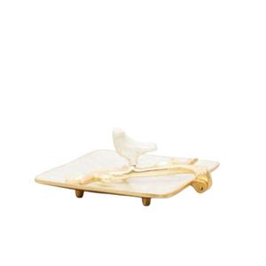 Portapañuelos Decorativo de Aluminio con Diseño de Pájaro, Artesanía Moderna de Lujo, Acabado en Esmalte y Chapado en Oro - Product Image 1