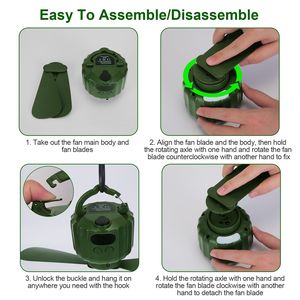 Ventilador de Techo LED Portátil con Batería USB de 5200 mAh, Linterna Colgante para Tienda de Campaña, 3 Velocidades de Ventilación, 3 Niveles de Brillo, Accesorio para Camping - Product Image 5