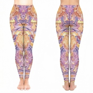 Leggings de Yoga de Cintura Alta con Estampado Floral, Spandex y Poliéster, Elásticos en Cuatro Direcciones, Cintura Elástica, Ropa Deportiva para Mujer - Product Image 1
