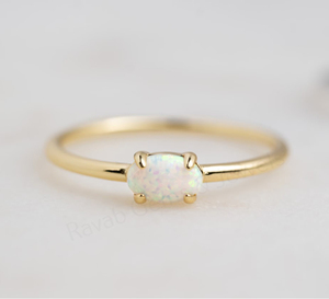 Handmade Ethiopian <b>Opal</b> 6x8mm Oval 925 Silver Gold Plated Prong Setting Trendy Gemstone Minimalist <b>Ring</b> Unisex Women's Wedding - Product Image 4