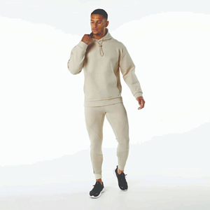 Ensemble de survêtement personnalisé pour homme, style sportif automne, doublure polaire, polyester, col montant, fermeture à cordon, manches longues - Product Image 1
