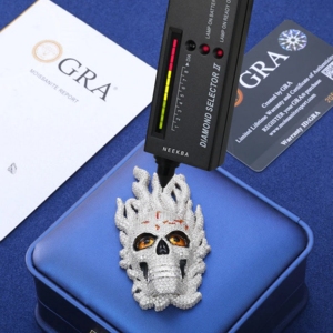 Colgante de Calavera con Moissanita - Colgante de Calavera Vintage de Plata de Ley 925 con Moissanita - Joyería Punk Rock, Colgante de Calavera Gótico - Product Image 5