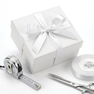 12mm White Single Face Satin Ribbon 10 Rolls X 8 Meter OEM Available Bridal Bouquet <b>Candle</b> Decor Favor Tags Party 100% Polyester - Product Image 2