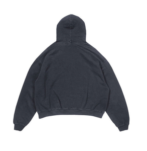 Sudadera con Capucha Unisex OEM Estilo Vintage Lavado, Otoño, 350 gramos, 100% Algodón, Negra y Blanca, Logotipo Frontal Impreso, Talla Grande, Peso Pesado - Product Image 2