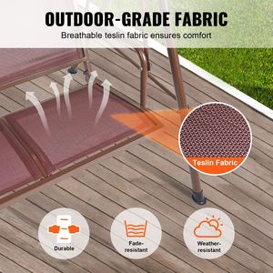 "3-Seat Outdoor Patio <b>Swing</b> Chair with Adjustable Canopy & Armrests Teslin Fabric Steel <b>Frame</b>" - Product Image 4