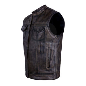 Gilet en cuir vintage léger, coupe-vent, écologique, sans manches, pour l'hiver, couleur personnalisée, logo personnalisable de haute qualité pour hommes - Product Image 5