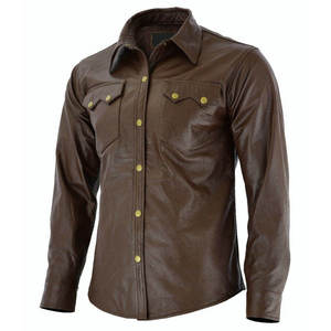 เสื้อแจ็คเก็ตหนังสไตล์สตรีทผู้ชาย สีดำ สำหรับฤดูร้อน ทรงหลวม ปกเสื้อแบบปกเชิ้ต ติดกระดุมแถวเดียว เสื้อหนังแขนสั้นผู้ชาย ทำจากหนัง PU - Product Image 4