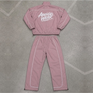 Conjunto cortavientos personalizado con logo, conjunto de chándal para correr, conjunto de cortavientos de nailon oversize para mujer con media cremallera - Product Image 2