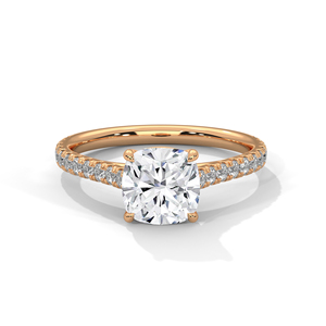 14K Solid Rose Gold GRA Certified <b>Ring</b> With Four Prong Set <b>Cushion</b> Cut Lab Grown Diamond Party Fine Jewelry At Wholesale Price - Product Image 1