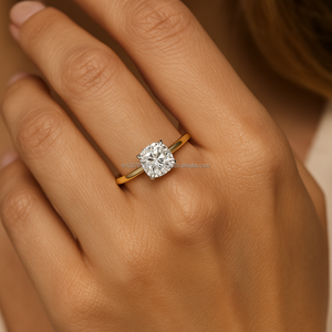 Bague religieuse en moissanite de 2,50 carats, taille coussin, diamant VVS, or 14 carats, alliance de mariage, bague de fiançailles, IGI Parties - Product Image 4