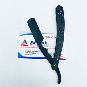 Rasoir de rasage manuel en acier inoxydable solide professionnel en gros Rasoir droit durable avec logo personnalisé en noir - Product Image 6