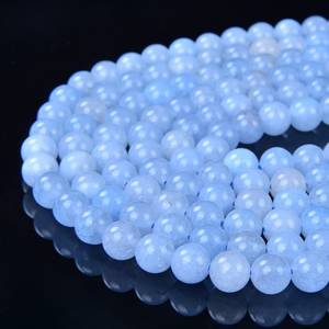 Perles rondes en jade bleu aqua naturel, perles lisses en jade bleu pour la fabrication de bijoux, collier, bracelet - Product Image 2