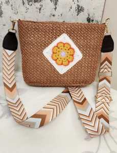 Bolso de Hombro Azul de Ganchillo, Monedero Boho con Flores, Bolso Cruzado, Mini Bolso Tejido Vintage para Viajes Diarios - Product Image 3