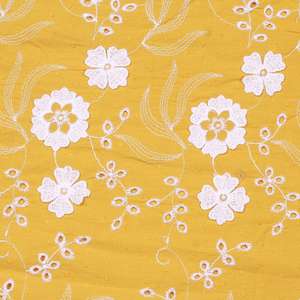Tissu en coton jaune moutarde de qualité supérieure, tissé, imprimé floral 3D, respirant et léger, pour robes de femmes et de filles - Product Image 2