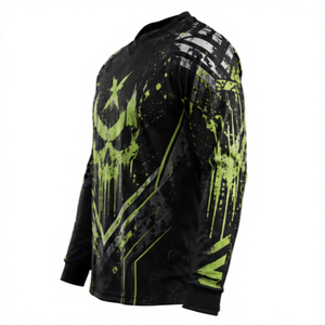 Camiseta de Paintball Personalizada para Hombre, Manga Larga, Diseño de Calavera Negra y Verde, Sublimación, Compresión, Secado Rápido, Ligera y Transpirable - Product Image 2
