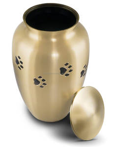 Urna de cremación de mascotas de latón blanco, suministros funerarios para cenizas de animales, con acabado esmaltado, estampado de pata - Product Image 6