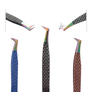 Pince à épiler en forme de L pour l'isolation du volume, en acier inoxydable, fournisseur d'outils pour les cils, vente en gros de pinces à épiler pour les cils, pinces à épiler professionnelles pour les cils - Product Image 1