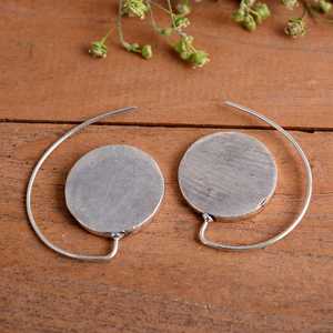 Handmade 925 Sterling <b>Silver</b> Disc Hoop <b>Earrings</b> Boho & Hippie Circle Dangle <b>Wedding</b> Gift Custom Jewelry Manufacturer - Product Image 1