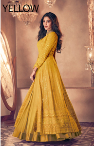 Mode indienne à la mode pour les femmes longue soie Banglory avec broderie Anarkali Kurti robe avec Dupatta costume de fête de mariage - Product Image 4
