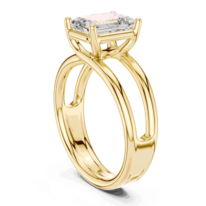 Bague de fiançailles solitaire en diamant de laboratoire taille émeraude 2 carats, à quatre griffes, avec tige fendue, en or massif 14K 18K, bijoux de mariée - Product Image 6