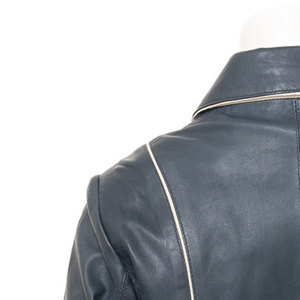 Custom Women's Genuine <b>Leather</b> <b>Blazer</b> Full Sleeve Turn-down Collar Single Breasted Autumn Winter Solid Color Cow Skin <b>Jacket</b> - Product Image 3