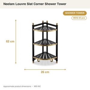 Torre de Ducha Hecha a Mano de Acero Inoxidable SS304 de 26 cm, Negra y Latón, con Rejillas Neelam Louvre, para Decoración del Hogar y Hoteles - Product Image 4