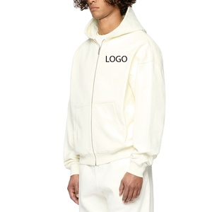 Sweat à capuche zippé en molleton de coton épais OEM pour homme, coupe oversize et carrée, épaules tombantes, logo personnalisé, haute qualité, style Y2K - Product Image 1
