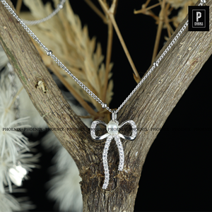 สร้อยคอรูปโบว์ประดับเพชรโมอิสซาไนต์ VVS เงินแท้ 925 ของขวัญจากผู้จัดจำหน่าย - Product Image 2