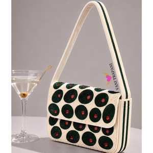 Sac bandoulière perlé à motif pois style bohème pour femme, sac à épaule à fermeture à rabat avec une seule sangle - Product Image 5