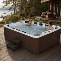 Spa extérieur de grande taille Ploutara, cuve en acrylique de qualité supérieure, plusieurs sièges, jets de massage hydromassants, appuie-têtes ergonomiques, configuration personnalisée