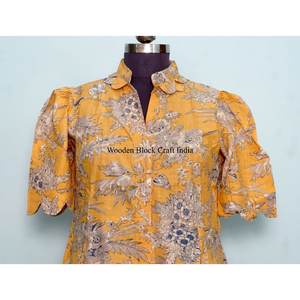 Robe en coton indien imprimée à la main pour femme – Confortable, douillette, style bohème, idéale pour l'été, légère, douce, coupe décontractée, avec ceinture décorative - Product Image 2