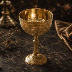 Gobelet en laiton antique fait main, coupe à boire décorative, vaisselle de style médiéval vintage, élégant et classique, objet d'appoint décoratif - Product Image 6