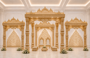 Mandap Haveli para Bodas Indias con Tres Pilares de Madera, Majestuoso Mandap Real de Tres Pilares, Mandap de Lujo Tallado a Mano en Madera, Reino Unido - Product Image 3