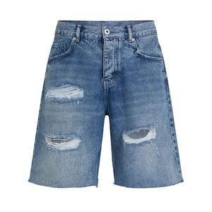 Shorts en jean respirants 2026, style baggy délavé à l'acide, pour hommes, en coton, personnalisables OEM, demi-short en denim délavé - Product Image 1