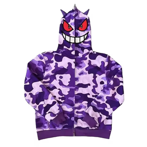 Wholesale Digital Printing New Arrival <b>Full</b> Face Sublimation Hoodie Heavyweight Print Oversized Plain <b>Full</b> Zip up Thermal Hoodie - Product Image 4