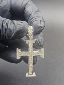 Pendentif Croix avec Incrustation de Strass, Argent 925, Moissanite, Alliage de Zinc, Charme Religieux, Cadeau Unisexe - Product Image 2