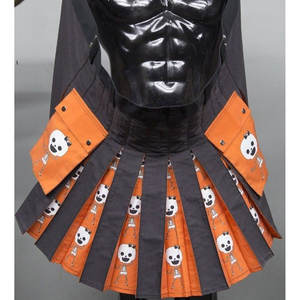 กางเกงคิลท์ผ้าฝ้ายสีเทาสำหรับผู้ชาย แต่งสีส้ม พร้อมกระเป๋าคาร์โก้ รุ่น 2026 - Product Image 3